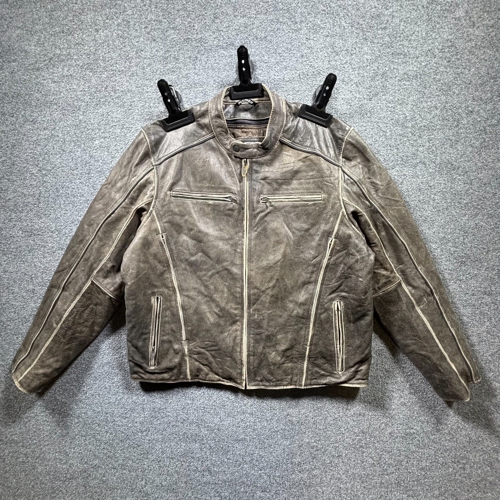 VTG Fulmer Biker Jacket Men's 50 Brown Lined Leather Cowhide Motorcycle Zip-Up